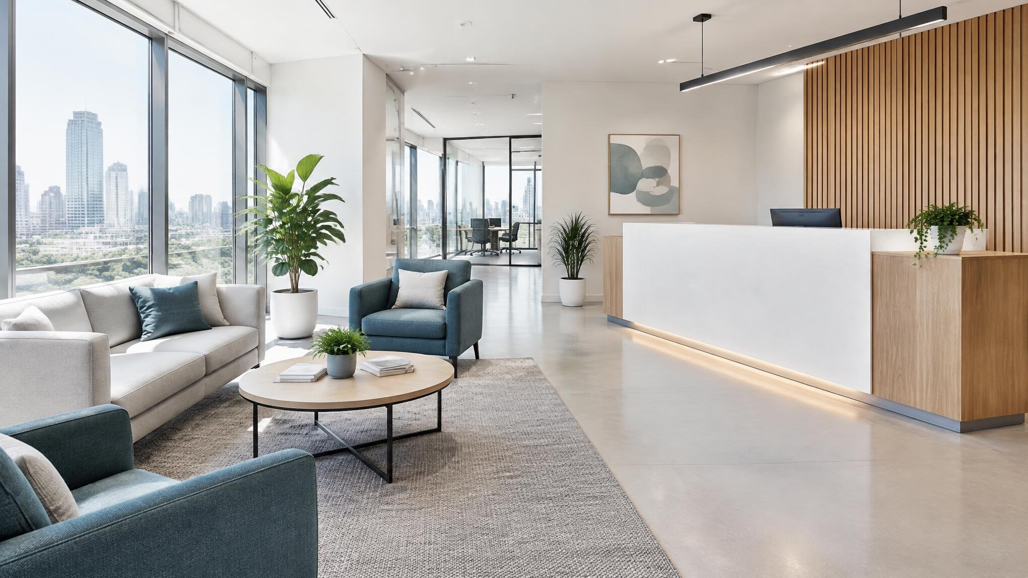 Modern office reception area